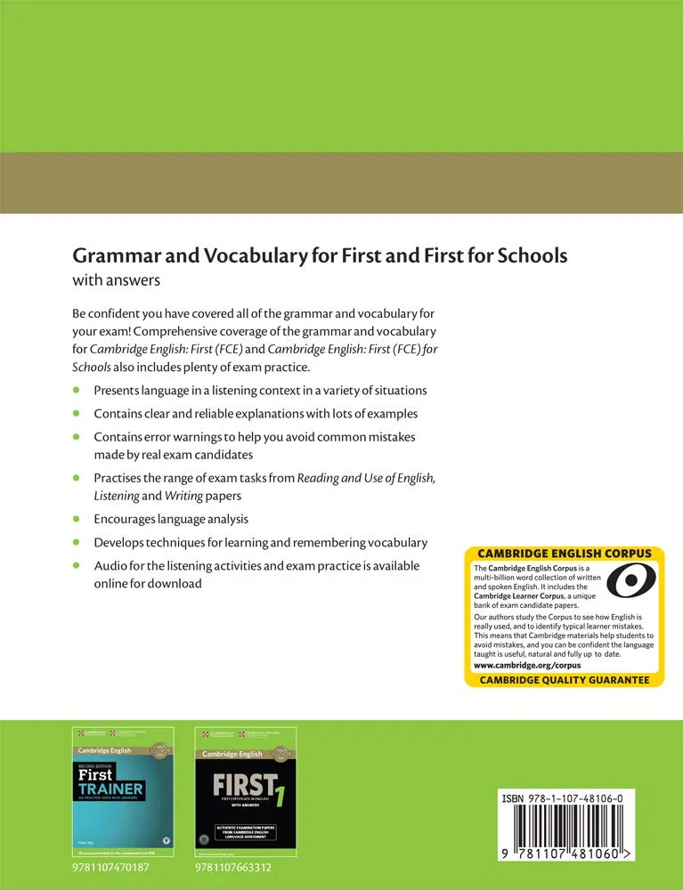 Grammar and Vocabulary for First and First for Schools Book with Answers [Lingua inglese]
