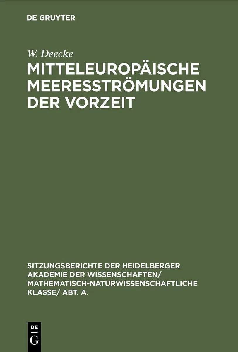 Mitteleuropäische Meeresströmungen Der Vorzeit: 1923,1