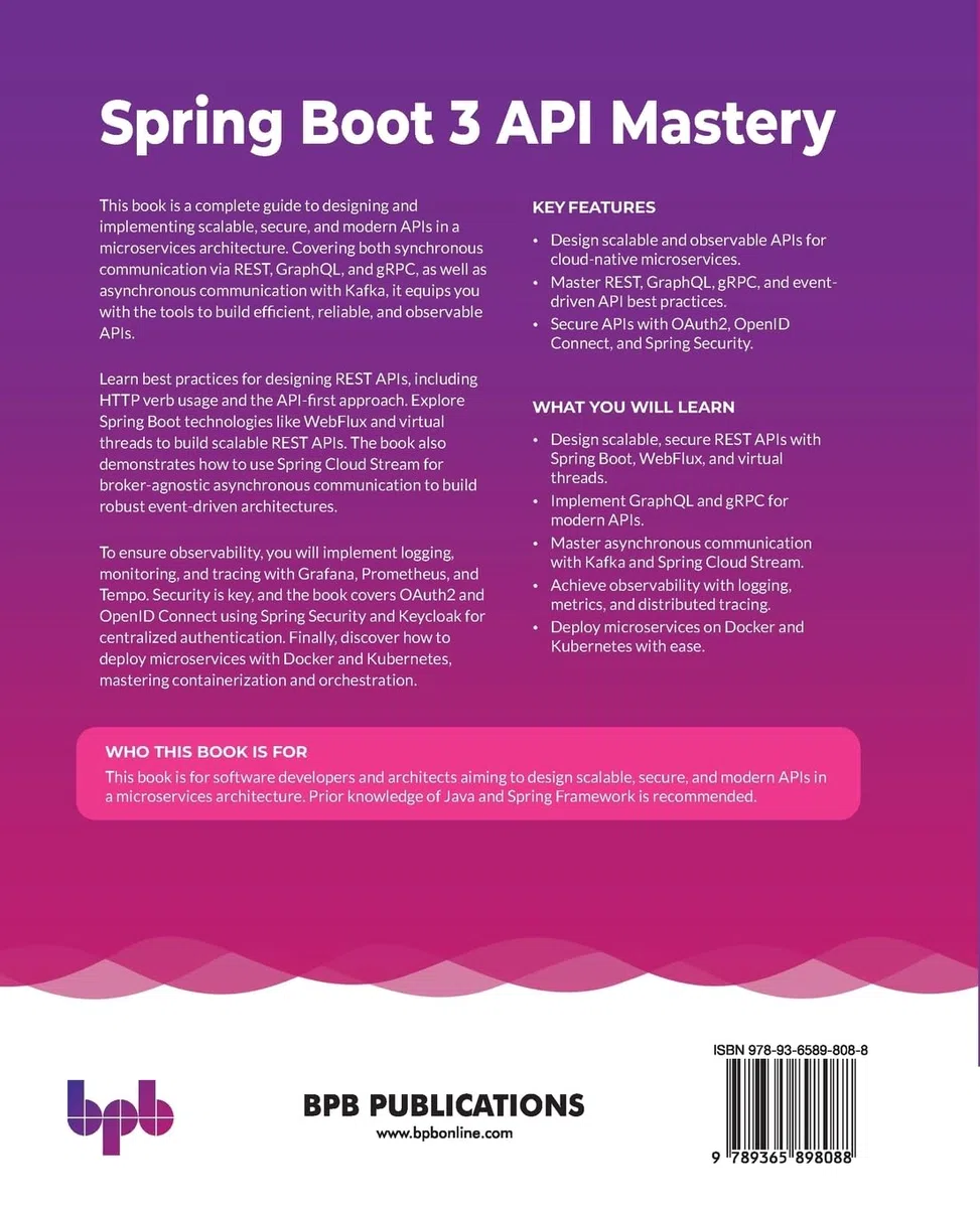 Spring Boot 3 API Mastery: Write scalable, reactive, and secure APIs for microservices with Spring Boot 3 and Java 21 (English Edition)