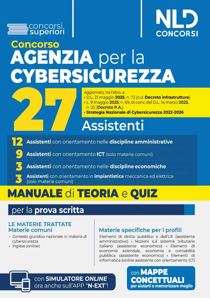 Concorso Agenzia per la Cybersicurezza Nazionale 27 Assistenti. Manuale di teoria e quiz per la preparazione al concorso
