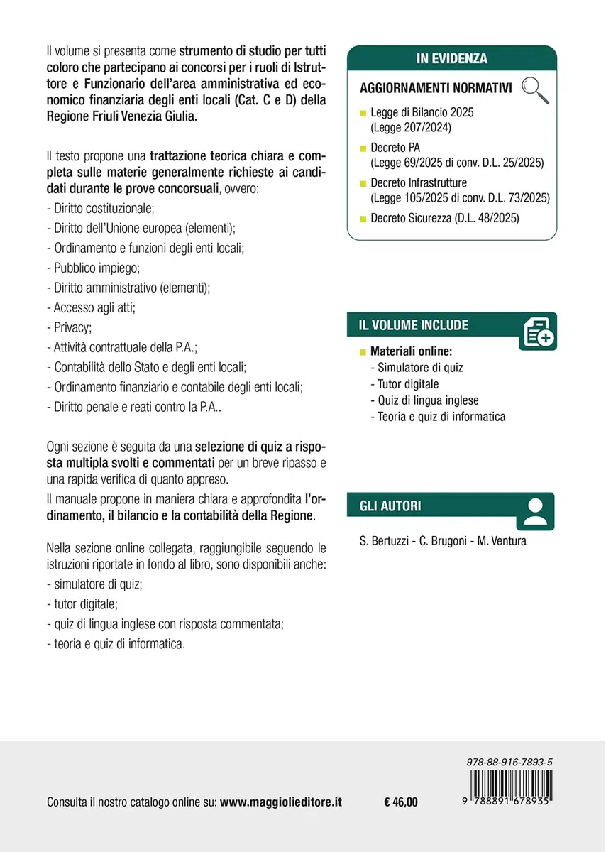 Concorso istruttore funzionario Friuli Venezia Giulia. Area amministrativa ed economico-finanziaria Cat. C e D. Teoria e test. Con simulatore online. Con tutor digitale