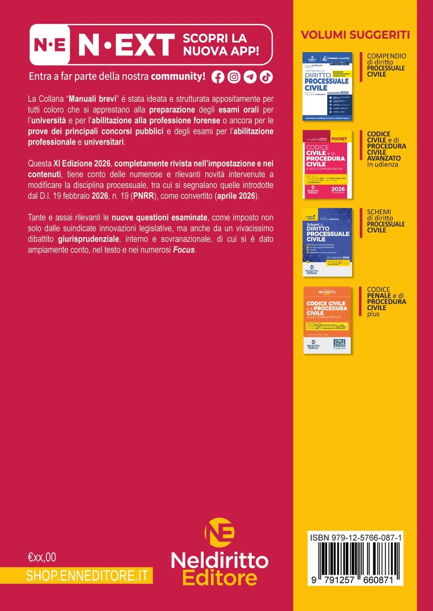 Manuale breve di diritto processuale civile 2026. Manuale per esame orale avvocato, concorsi pubblici e università. Nuova ediz.