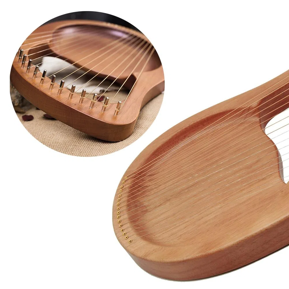 Lyre Harfe - Capotasto in mogano, 16 corde in metallo, con martello per accordatura e custodia per gli amanti degli strumenti