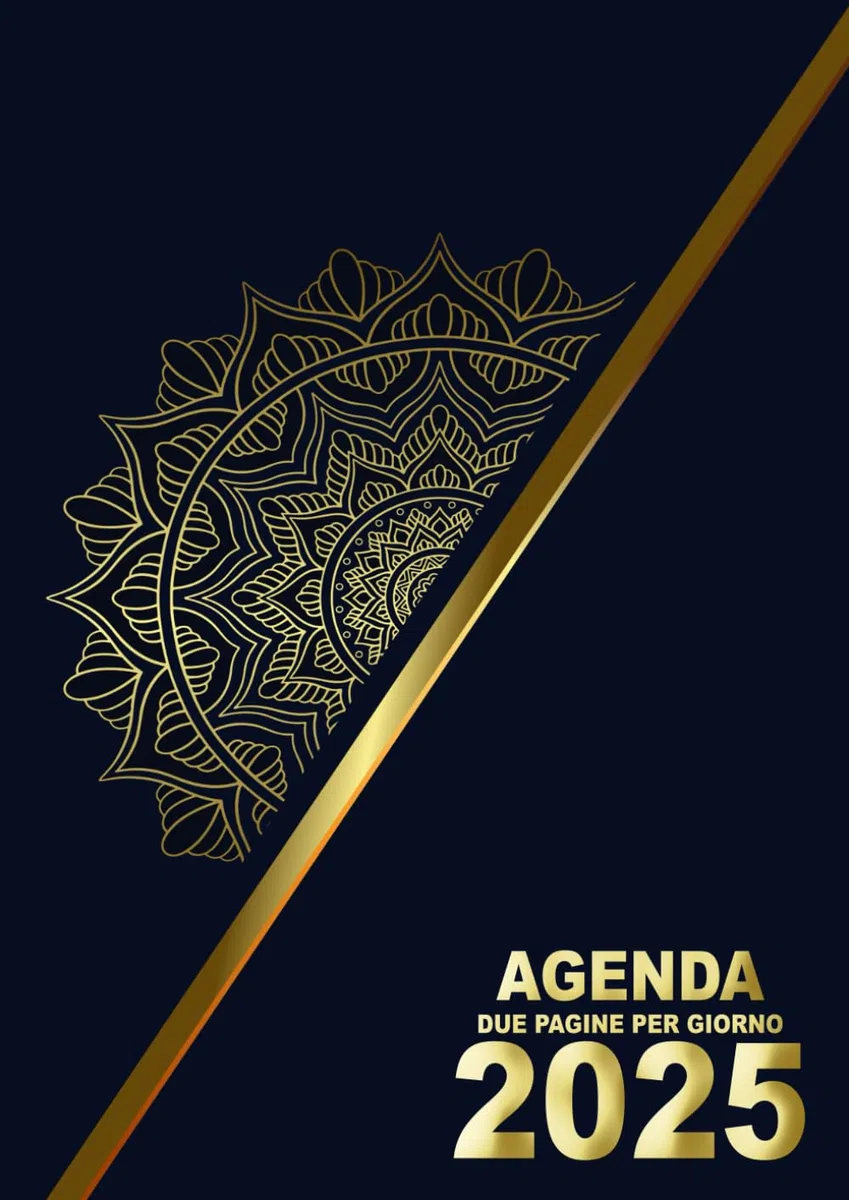 Agenda 2025 due pagine per giorno: 12 mesi italiano da gennaio a dicembre ,con orario, grande formato a4