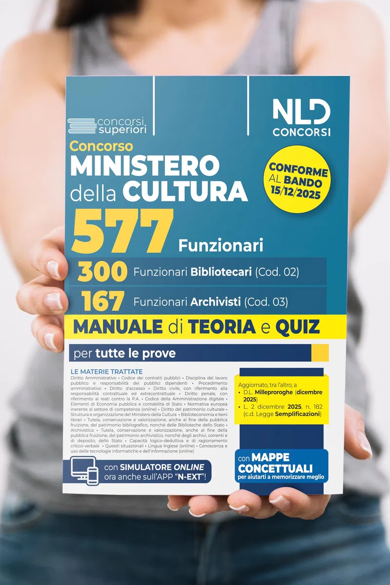 Concorso Ministero della Cultura 577 posti - 300 Funzionari Bibliotecari (cod. 02) e 167 Funzionari Archivisti (cod. 03). Manuale di teoria e quiz per tutte le prove. Nuova ediz. Con espansione on...