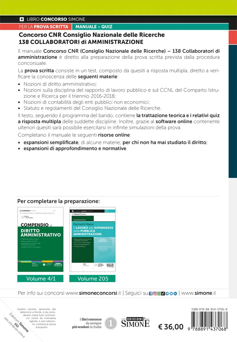 Concorso CNR Consiglio Nazionale delle Ricerche 138 Collaboratori di amministrazione - Teoria e Quiz