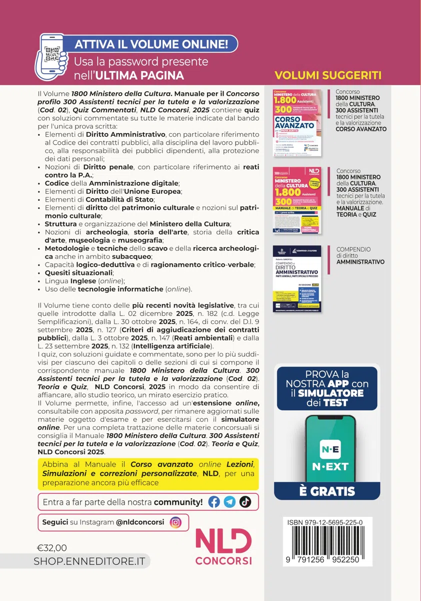 Concorso Ministero della Cultura 1800 posti. 300 assistenti tecnici per la tutela e la valorizzazione del patrimonio culturale (Cod. 02). Quiz commentati per la prova scritta. Con espansione online