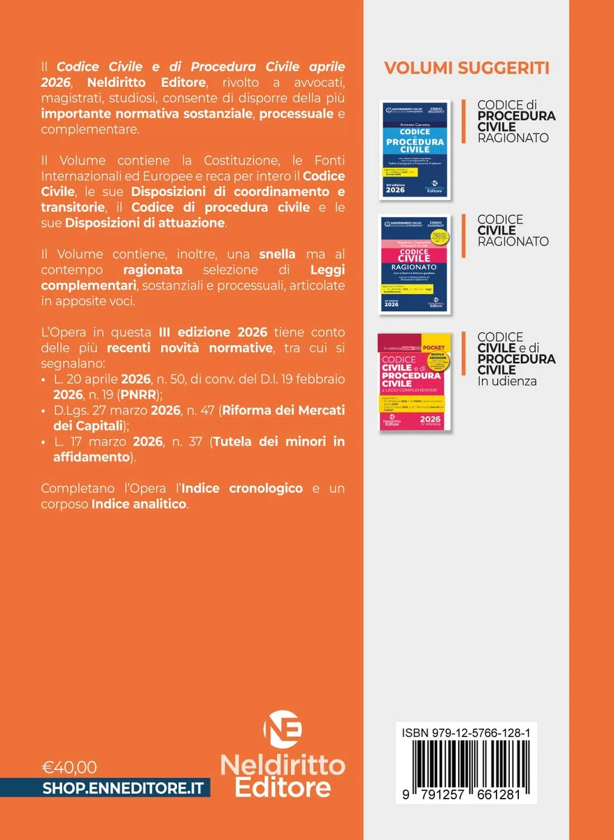 Codice civile e di procedura civile plus aprile 2026 aggiornato al mercato dei capitali