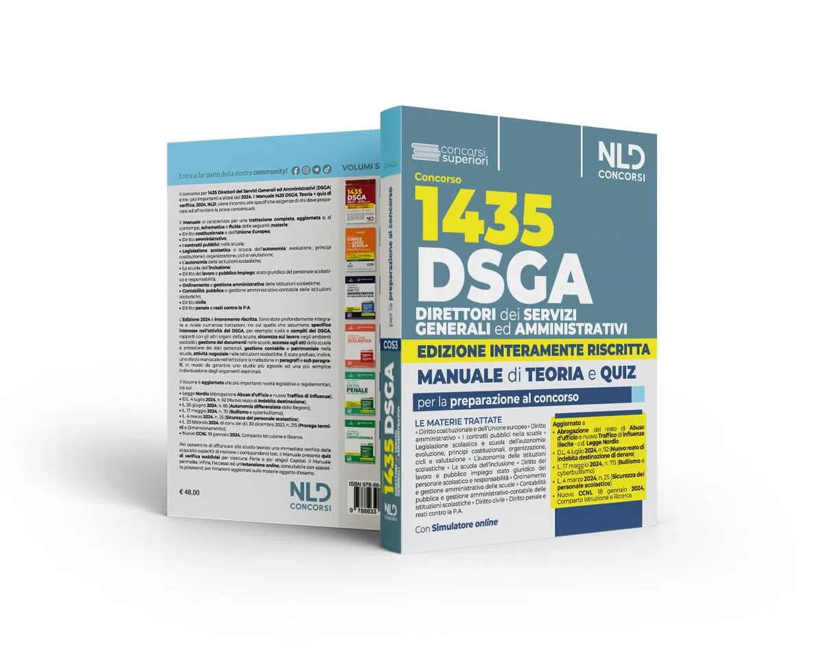 Concorso DSGA. 1435 Direttori dei servizi generali ed amministrativi. Manuale + quiz di verifica per la preparazione al concorso