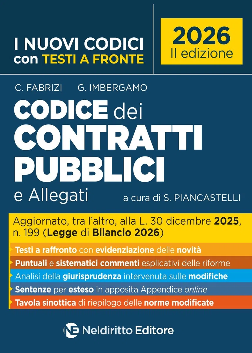Codice dei contratti pubblici 2026 con testi a fronte
