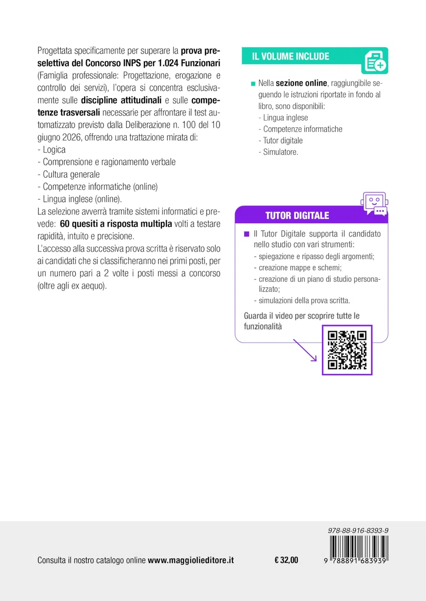 Concorso INPS 1024 funzionari PECS (Progettazione, Erogazione e Controllo dei Servizi). Manuale teoria e quiz per la preparazione della prova preselettiva