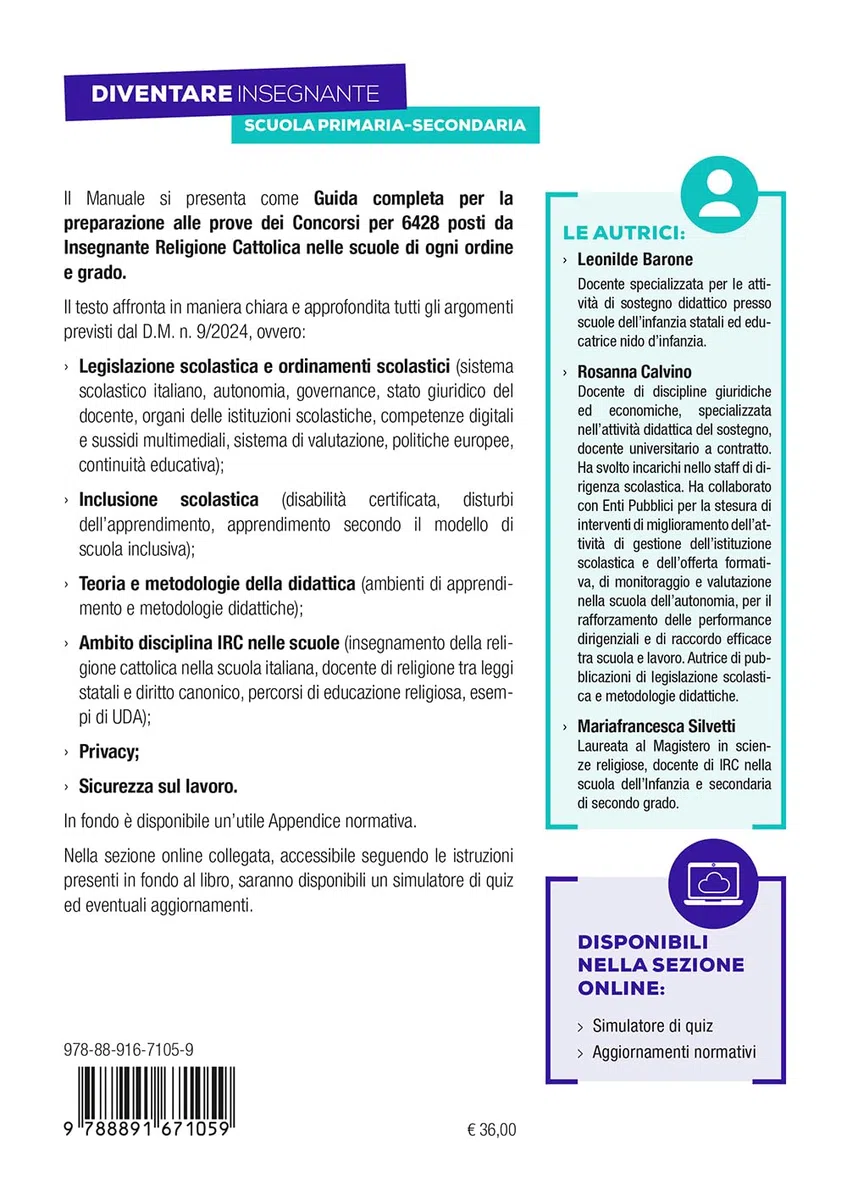 Concorso Scuola Insegnante di Religione - 6428 posti - Manuale completo per tutte le prove, conforme al D.M. 9/2024