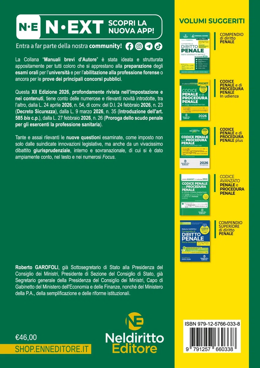 Manuale breve di diritto penale 2026. Aggiornato al Decreto Sicurezza