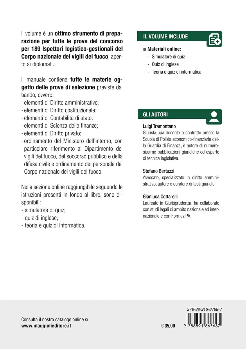 Concorso 189 Vigili del Fuoco - Ispettori logistico-gestionali: Manuale per tutte le prove