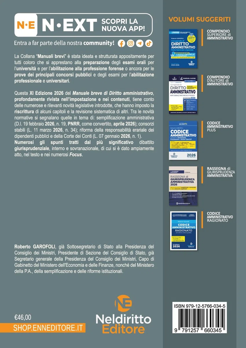 Manuale breve di diritto amministrativo 2026. Esame orale avvocato, concorsi pubblici e università. Con estensioni online
