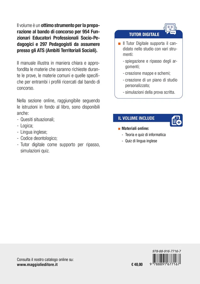 Concorso ATS Ambiti Territoriali Sociali 1251 Funzionari Educatori - Manuale completo per tutte le prove