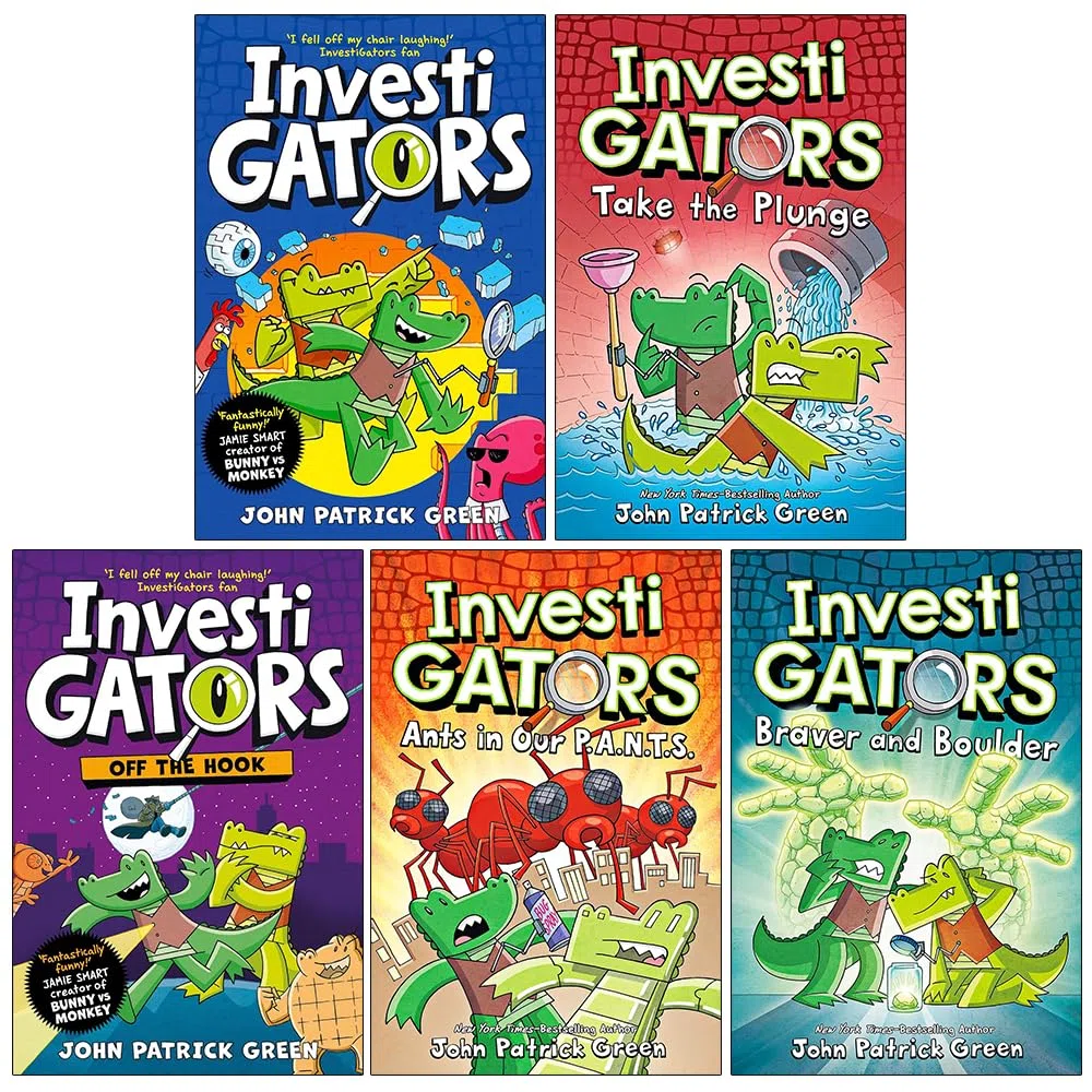 InvestiGators By John Patrick Green 5 Books Collection Box Set (InvestiGators, Take the Plunge, Off the Hook, Ants in Our P.A.N.T.S & Braver and Boulder)