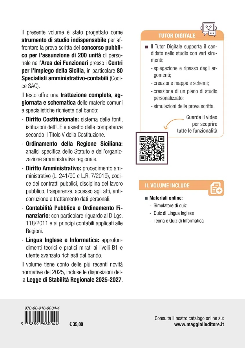 Concorso Regione Sicilia - 200 Funzionari e 80 Specialisti (Codice SAC). Manuale completo per la preparazione alla prova scritta. CONFORME AL BANDO