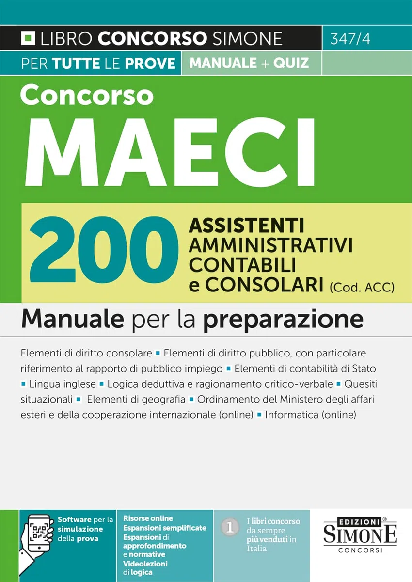 Concorso MAECI 200 Assistenti Amministrativi Contabili e Consolari (Cod. ACC) – Manuale per la preparazione