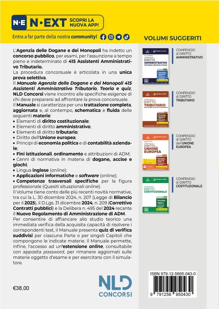 Concorso Agenzia delle Dogane e dei Monopoli 415 posti assistente amministrativo tributario. Manuale con teoria e quiz. Con software di simulazione
