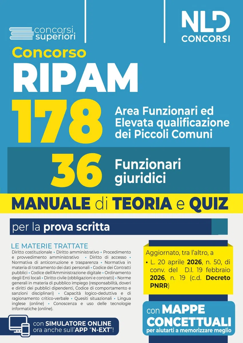 Concorso RIPAM 178 funzionari dei piccoli comuni, 36 funzionari giuridici. Manuale di teoria