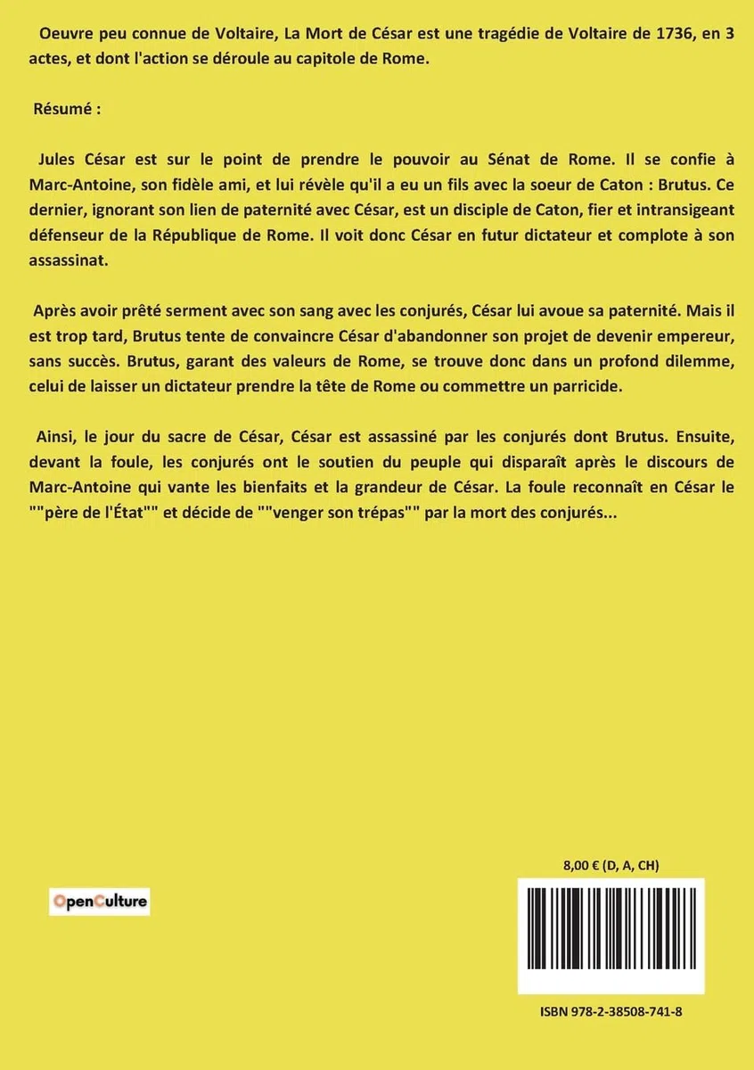 La mort de César: Tragédie en trois actes de Voltaire