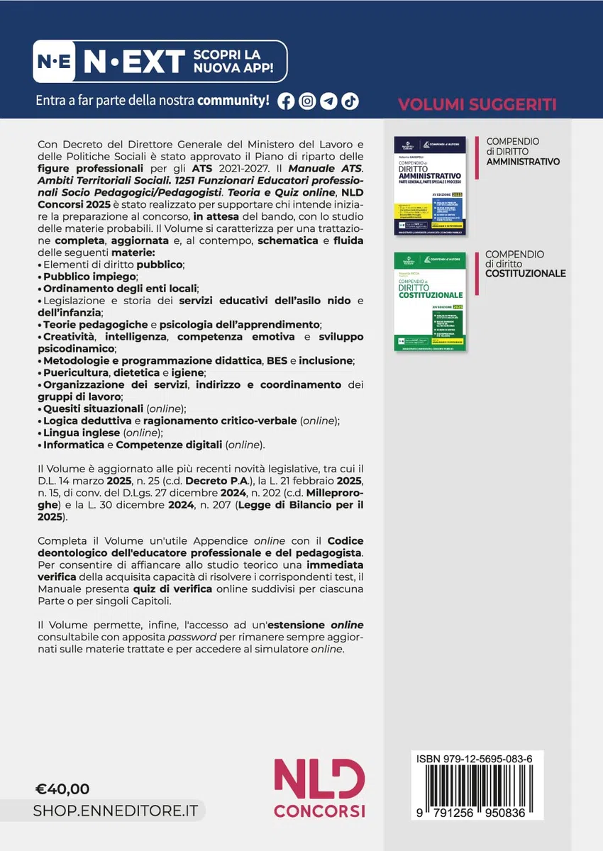 Manuale concorso ATS, Ambiti Territoriali Sociali, per 1251 posti da Funzionari Educatori. Teoria e quiz. Con espansione online