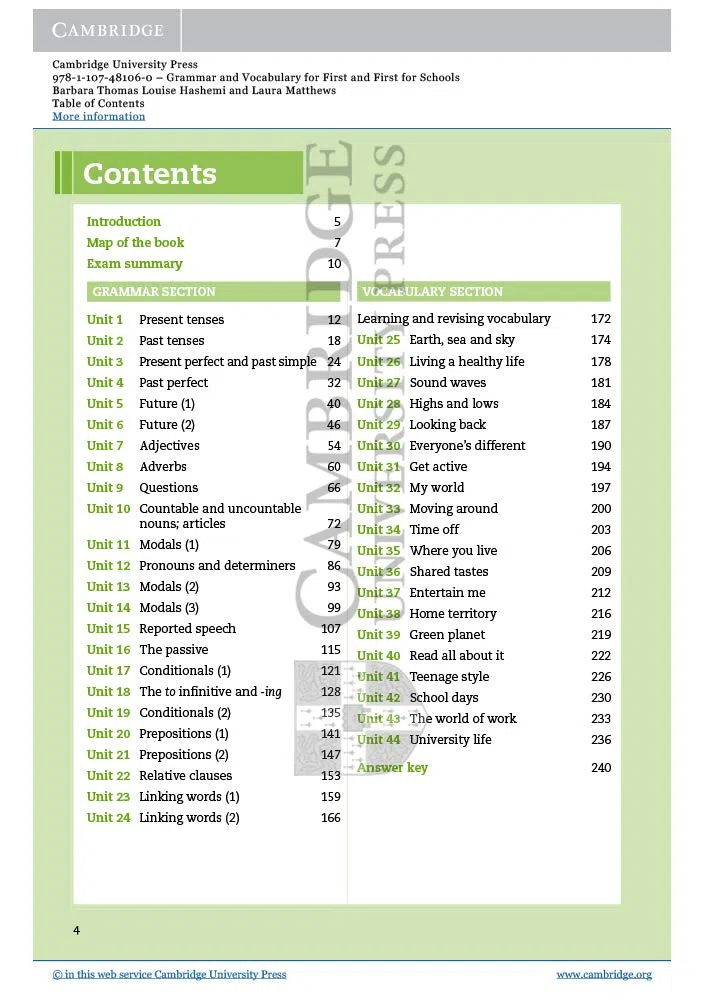 Grammar and Vocabulary for First and First for Schools Book with Answers [Lingua inglese]