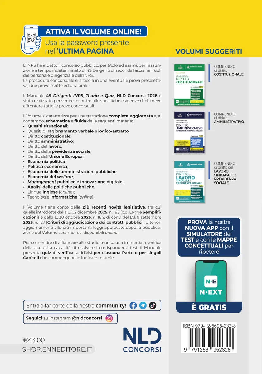 Concorso Inps per 49 dirigenti. Manuale con teoria e quiz 2026