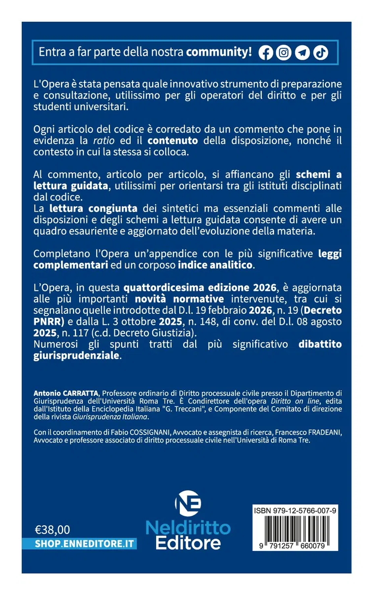 Codice di procedura civile ragionato 2026