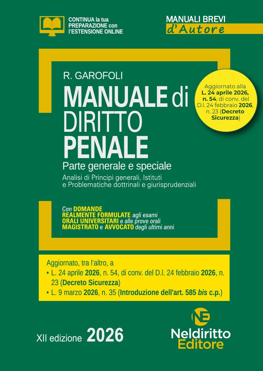 Manuale breve di diritto penale 2026. Aggiornato al Decreto Sicurezza