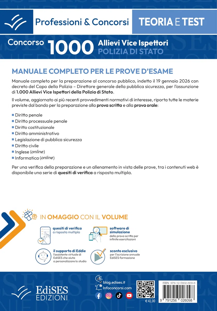 Concorso 1000 Allievi Vice Ispettori Polizia di Stato: Manuale per le prove d'esame
