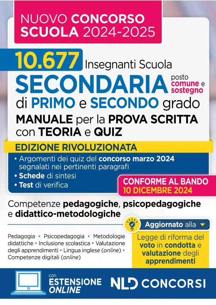Manuale con teoria e test di verifica per il nuovo concorso docenti scuola 2024/2025