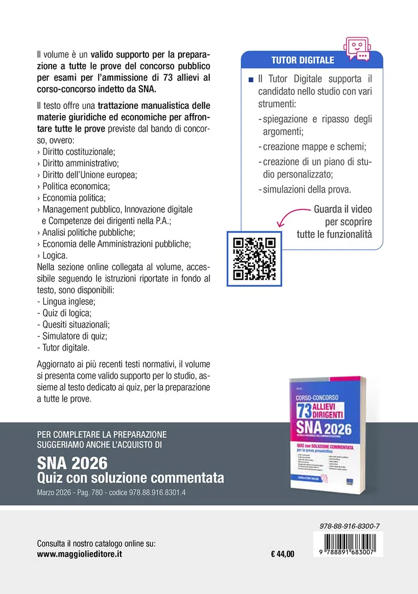 Concorso 73 allievi dirigenti SNA 2026. Manuale di preparazione per tutte le prove. Con espansione online